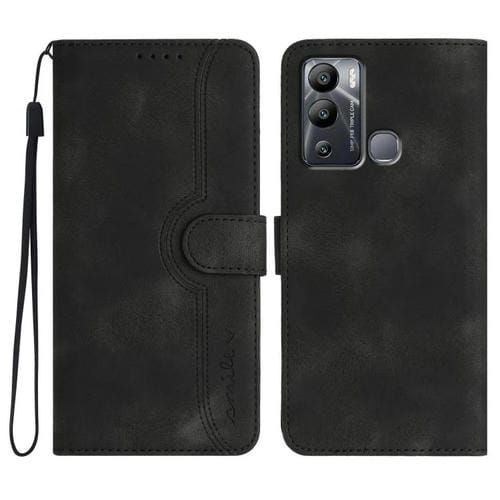 Funda de Cuero para Infinix Hot 12I con Diseño de Corazón (Negro)