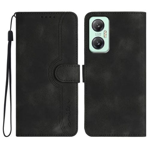Funda de Cuero con Diseño de Corazón para Infinix Hot 20 5G (Negro)