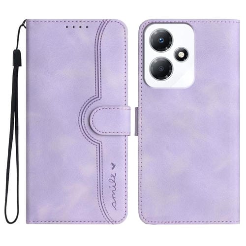 Funda de Cuero Infinix Hot 30 Play y Hot 30 Play Nfc con Diseño de Corazón (Morado)