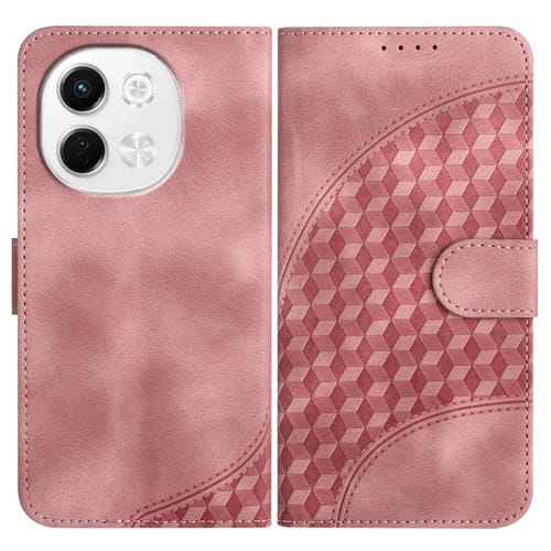 Funda de Cuero con Relieve Cabeza de Elefante para Tecno Pova 6 Neo 5G Spark 30 5G con Cordón (Rosa)