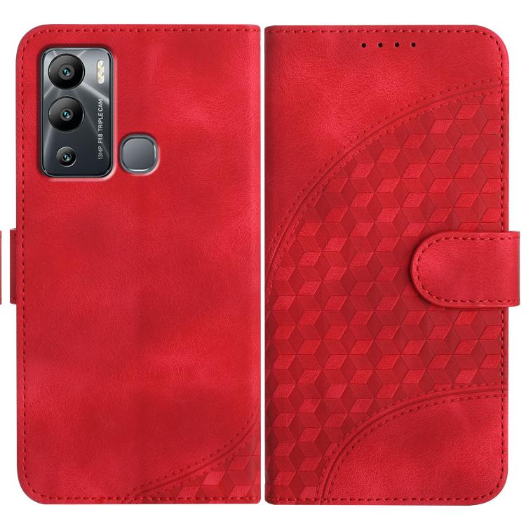 Funda de Cuero con Relieve Cabeza de Elefante para Infinix Hot 12I con Cordón (Rojo)