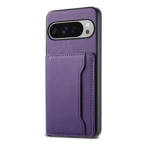 Funda para Google Pixel 10 Pro XL con textura de becerro y diseño de cartera, cobertura total (morado)