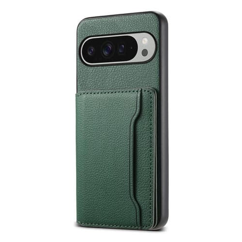 Funda para Google Pixel 10 Pro XL con textura de becerro y diseño de bolso de tarjeta de cobertura total (verde)
