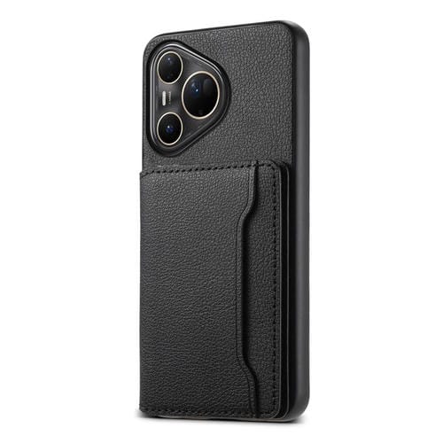 Funda para Huawei Pura 80 Ultra 5G con textura de becerro y diseño de cartera de tarjetas (negro)