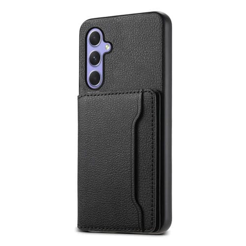 Funda para Teléfono Samsung Galaxy A54 5G con Bolsa para Tarjetas y Textura de Becerro (Negro)