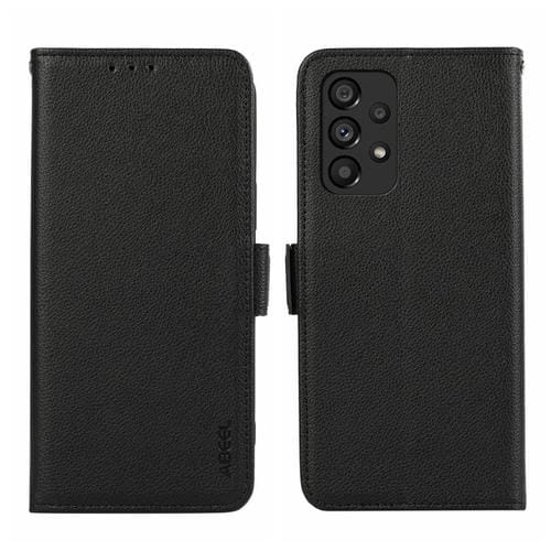 Funda para Teléfono Samsung Galaxy A52 4G 5G Abeel Cuero Patrón Litchi Rfid Magnético Lateral (Negro)