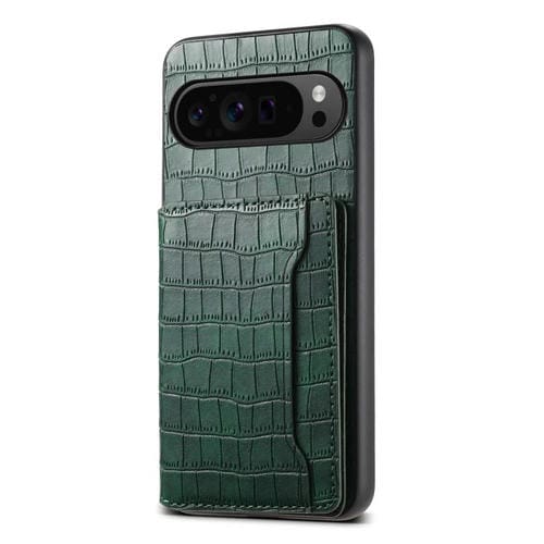 Funda para teléfono con textura de cocodrilo y diseño de cartera para Google Pixel 10 Pro/10 (verde)