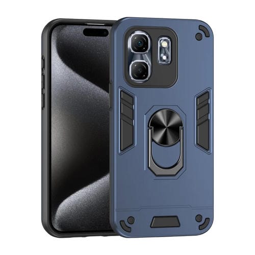 Funda para Teléfono Infinix Hot 50I con Soporte de Anillo de Metal a Prueba de Golpes (Azul)