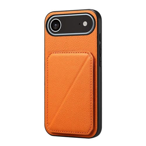 Funda para iPhone 17 Air D04 con textura de becerro y ranura para dos tarjetas (naranja)
