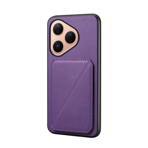 Funda para Huawei Pura 80 5G D04 con textura de becerro y ranura para dos tarjetas (morado)
