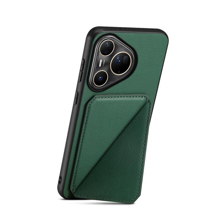 Funda para Huawei Pura 80 Ultra 5G D04 con textura de becerro y ranura para dos tarjetas (verde)