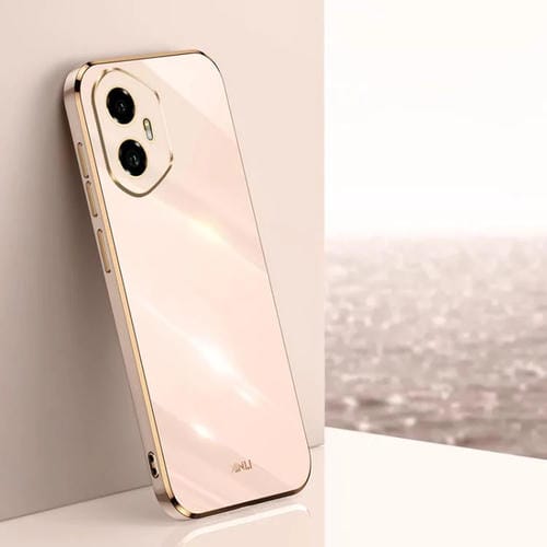 Funda para Teléfono Honor 300 Xinli TPU con Borde Dorado y Revestimiento 6D Recto (Rosa)