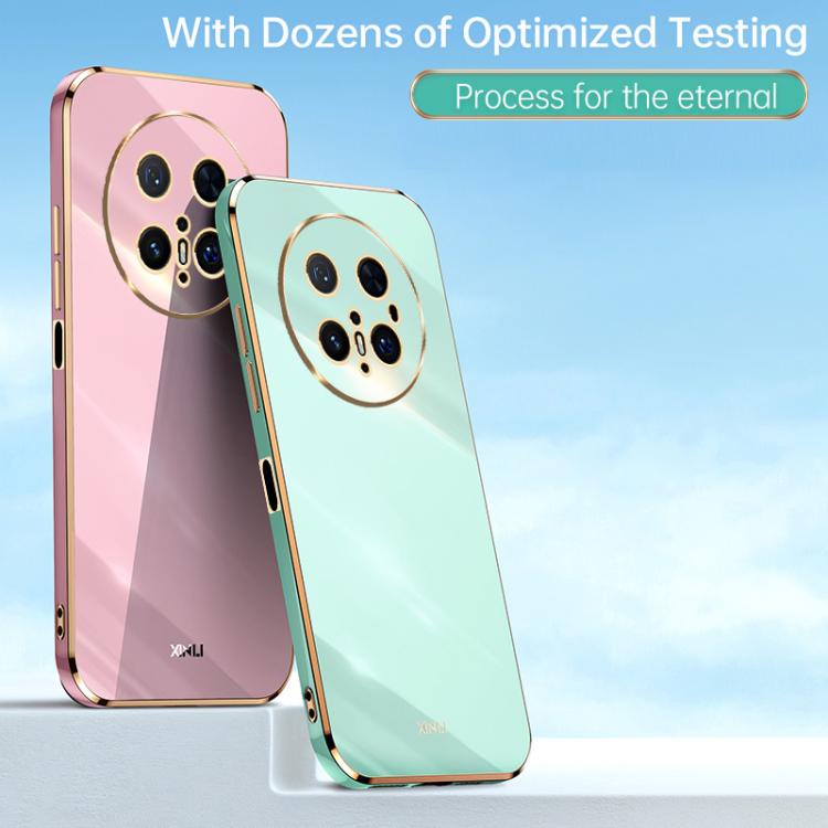 Funda TPU Xinli para Huawei Mate 70 Pro/70 Pro+ con Borde Dorado y Revestimiento 6D (Rojo Espino)
