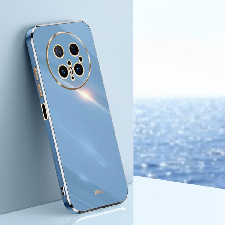 Funda TPU Xinli con Borde Dorado y Revestimiento 6D para Huawei Mate 70 Pro/70 Pro+ (Azul Celestial)