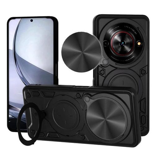 Funda magnética deslizante con textura de CD para ZTE Nubia Focus/Blade A75 5G (negra)