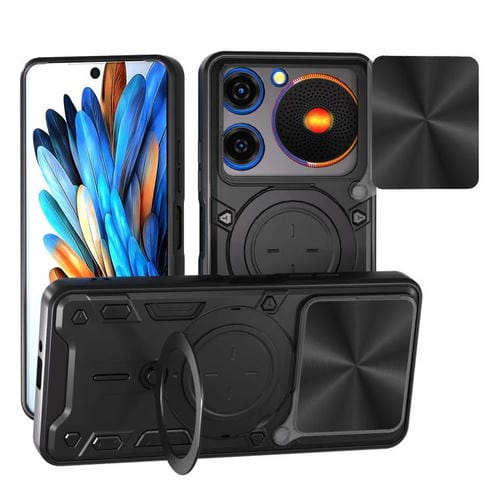 Funda magnĂ©tica deslizante con textura de CD de mĂșsica para ZTE Nubia (negro)