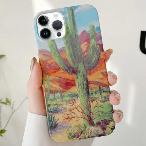 Funda para iPhone 16 Pro Max Stick PC Phone Case Barniz de Agua (Cactus)