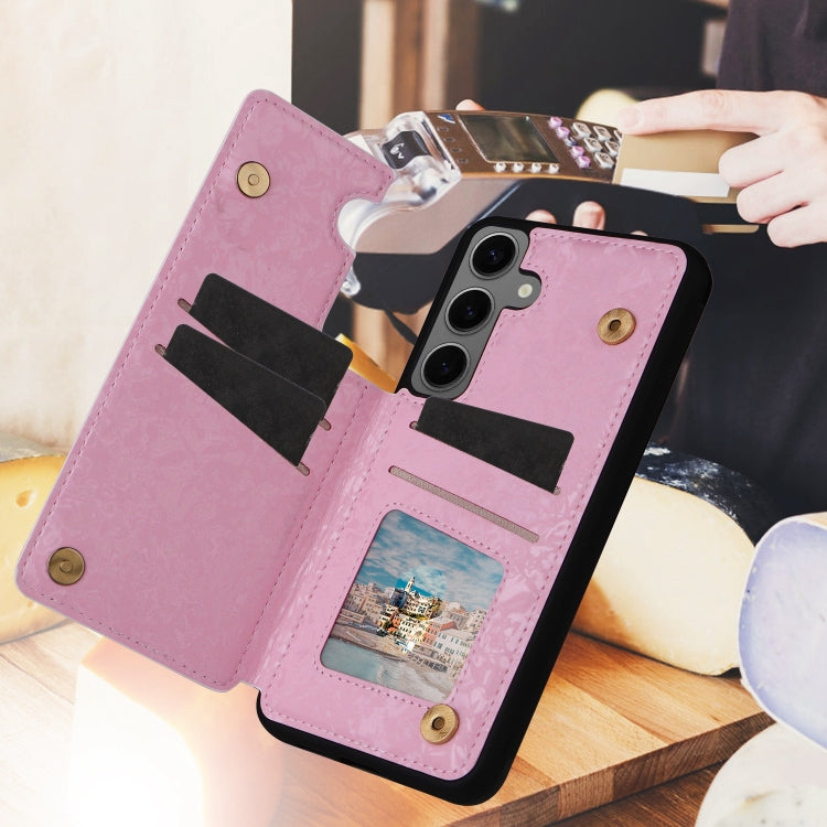 Estuche Antirrobo para Samsung Galaxy S24 + 5G con Doble Hebilla Impresa (Flores Florecientes)