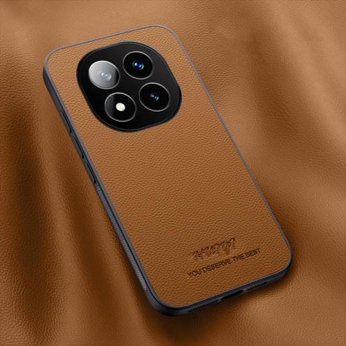 Funda de Cuero Magnética para Teléfono Huiyi Redmi Note 14 Pro+ 5G (Marrón)