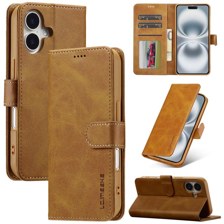 LC.IMEEKE Funda de piel con textura de becerro y tapa horizontal para iPhone 17 (Amarillo)