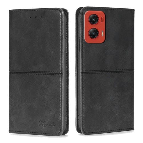 Funda de Cuero Magnética con Textura de Vaca para Motorola Moto G Stylus 5G (2024) (Negro)