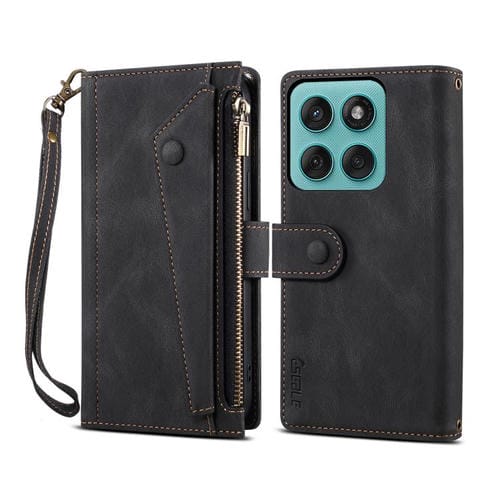 Funda de cuero retro con protección RFID para Motorola Edge 5G 2025 ESEBLE (negro)