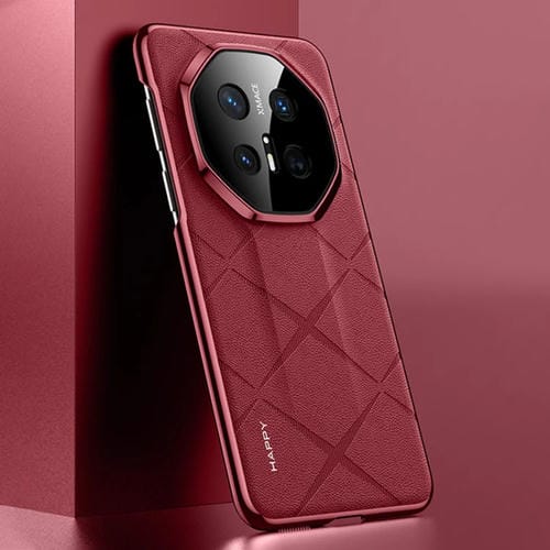 Funda de Cuero Huawei Mate 70 Rs Ultimate Plain PC (Rojo Vino)