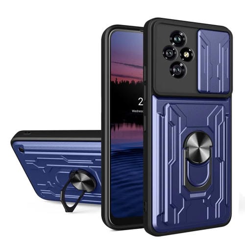 Funda para Honor 200 5G con Ranura para Tarjetas TPU y PC Deslizante ProtecciĂłn (Azul)