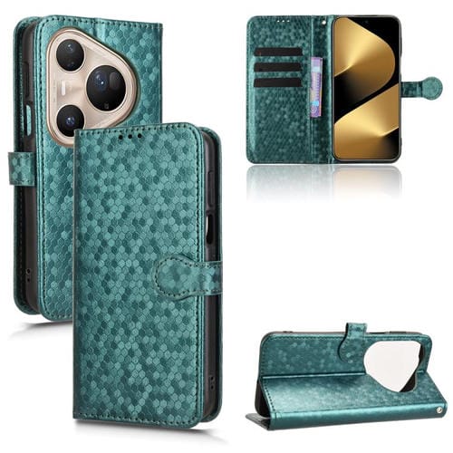 Funda de cuero con textura de panal de abeja para Huawei Pura 80 Ultra 5G (verde)