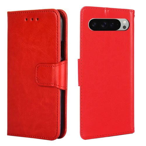 Funda de Cuero con Textura de Cristal para Google Pixel 9 Pro XL (Rojo)