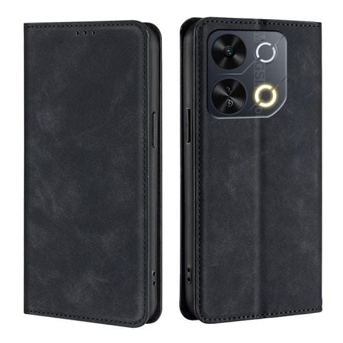 Funda de Cuero Magnética con Tacto de Piel para Teléfono Itel P65 (Negra)