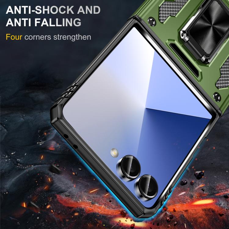 Funda protectora de PC y TPU para Samsung Galaxy Z Flip7 5G (verde oliva)
