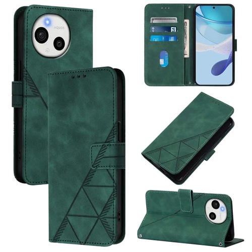 Funda de Cuero con Tapa y Relieve 3D para Sharp Aquos Sense9 (Verde)