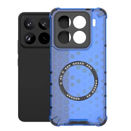 Funda Para Teléfono A Prueba De Golpes Con Anillo Magnético De Panal Para Xiaomi 15 Pro (Azul)