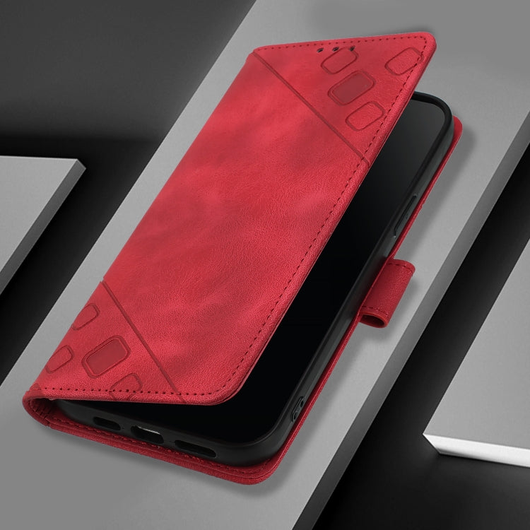 Funda de Cuero con Relieve para Teléfono Sharp Aquos Sense9 Plus (Rojo)