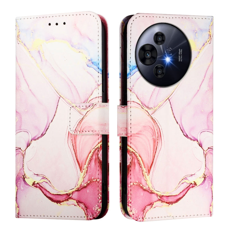 Funda de Cuero con Tapa para TCL 50 Pro Nxtpaper Pt003 Diseño Mármol (Oro Rosa)