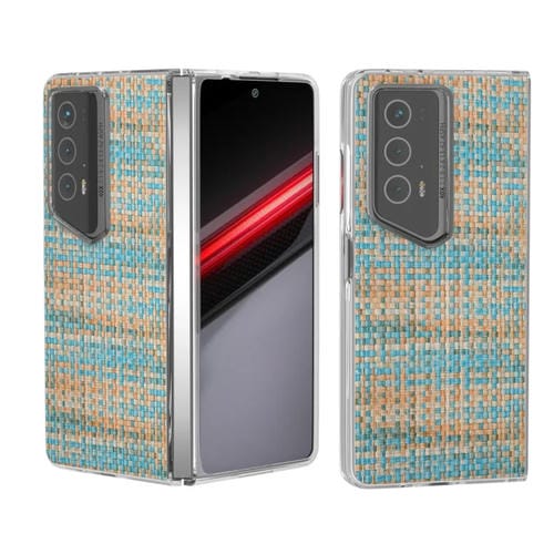 Caja de teléfono para Honor Magic V2 Rsr Porsche Design con marco transparente y textura rómbica colorida (Azul)