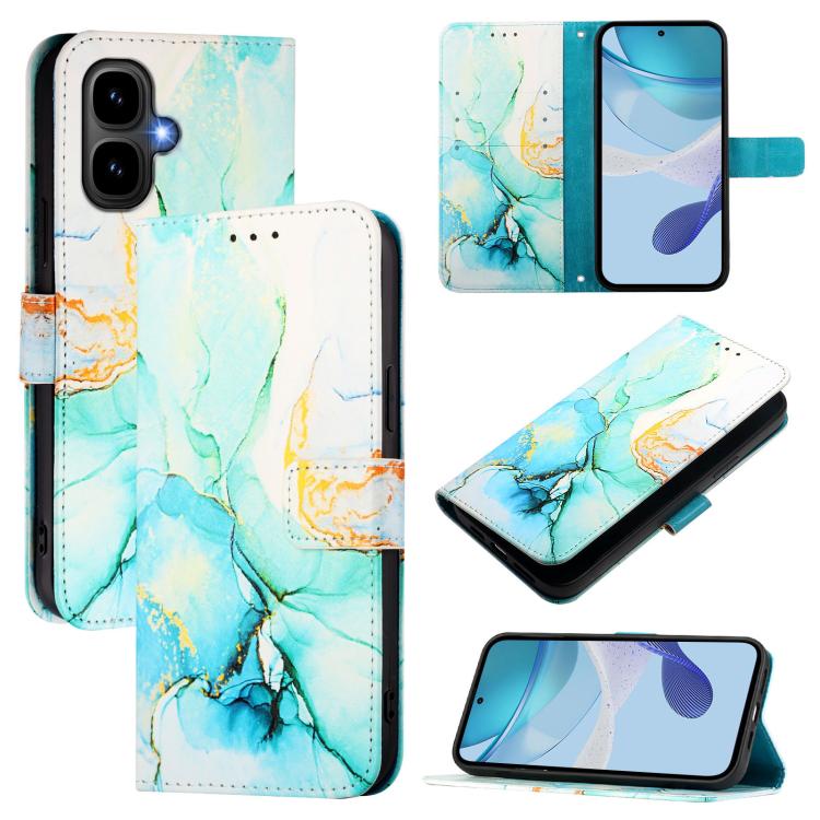 Funda de cuero con tapa y diseño de mårmol PT003 para Infinix Smart 10 / Tecno Pop 10 (verde)