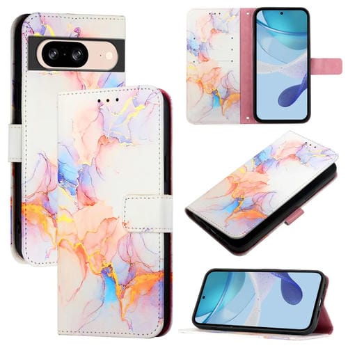 Funda de Cuero con Tapa para Google Pixel 8 Pt003 Diseño Mårmol (Galaxy Marble White)