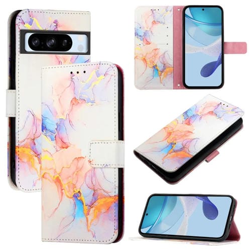 Funda de Cuero con Tapa para Google Pixel 8 Pro Pt003 con PatrĂłn MĂĄrmol (Galaxy Marble White)