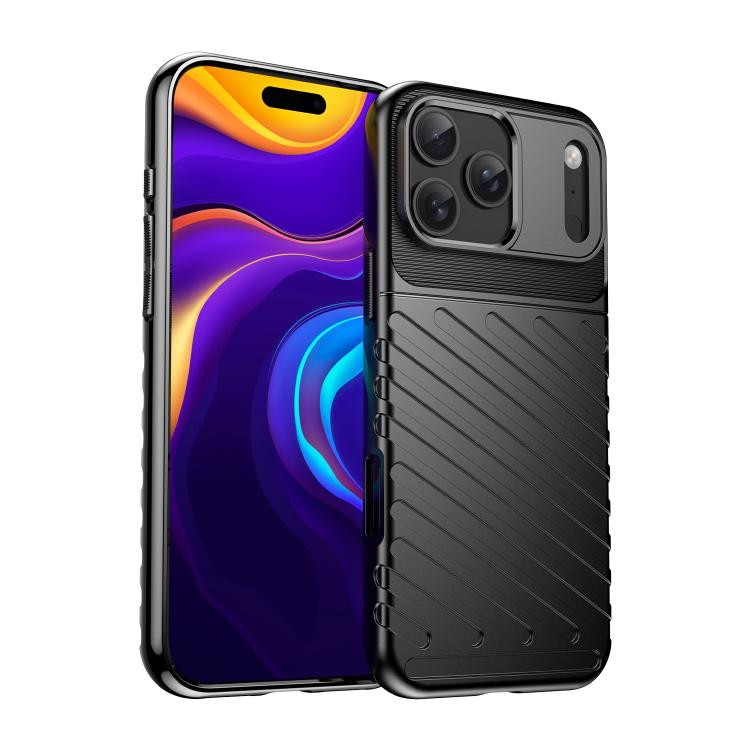 Funda de TPU suave a prueba de golpes con tecnología Thunderbolt para iPhone 17 Pro Max (negra)
