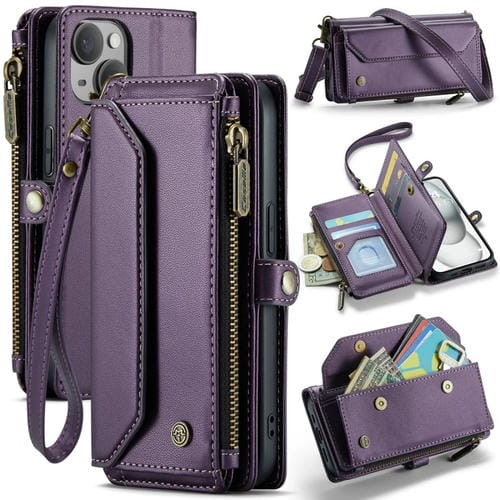 Estuche para TelĂ©fono Caseme C36 para iPhone 15 Cartera con Ranuras para Tarjetas y Cremallera Antirrobo Rfid (PĂșrpura) - MOVILSTORE