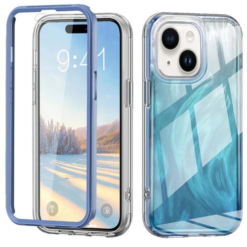 Funda para Teléfono iPhone 15 2 en 1 Imd Gradient Feather PC y TPU (Azul) - MOVILSTORE