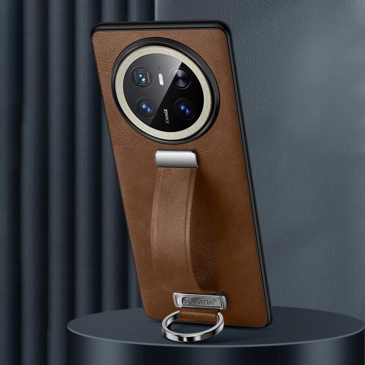 Funda para TelĂ©fono Huawei Mate 70 Cuero HĂbrido Sulada Prueba de Golpes (MarrĂłn)