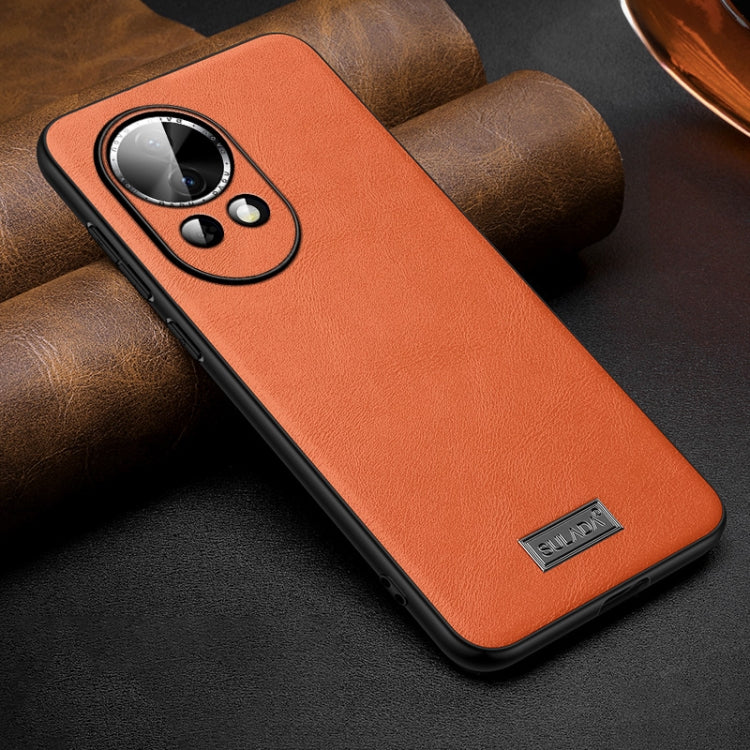 Funda de TelĂ©fono HĂbrida de Cuero y TPU para Huawei Nova 12/Nova 13 Sulada (Naranja)