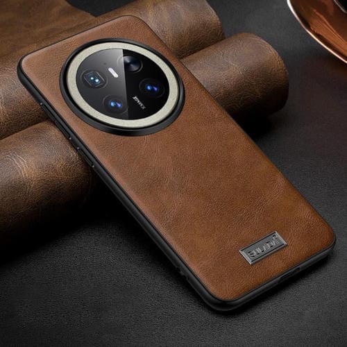 Funda de Cuero HĂbrida TPU para Huawei Mate 70 Sulada (MarrĂłn) a Prueba de Golpes Hecha a Mano