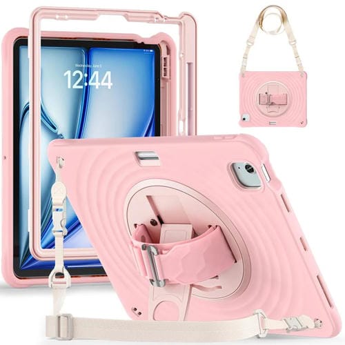 Funda híbrida Silicona con Soporte Giratorio para iPad Air 13 (2025/2024) (Rosa)