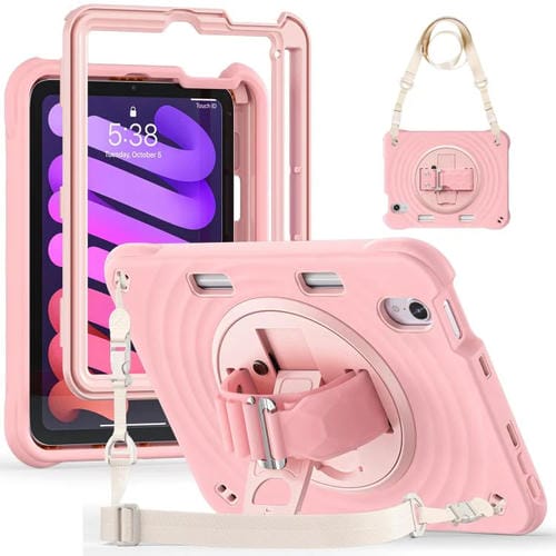Funda híbrida Silicona con Soporte Giratorio para iPad Mini 2024/Mini 6 (Rosa)