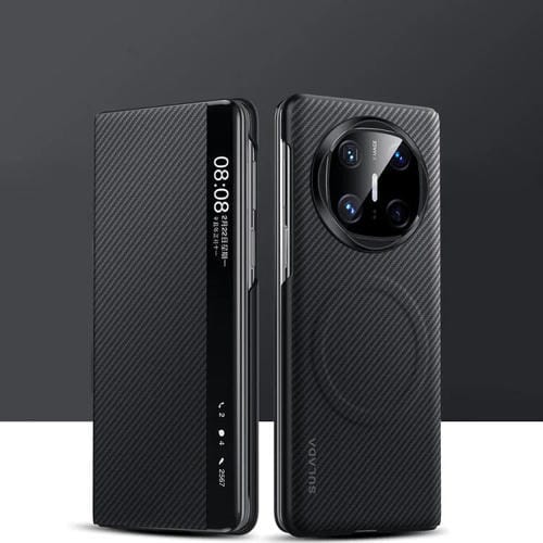 Funda de Cuero con Textura Kevlar 600D para Huawei Mate X6 Sulada (Negro)