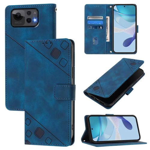 Funda de Piel con Relieve para Asus Zenfone 12 Ultra (Azul)